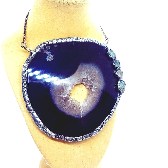 Huge Portal Necklace Agate and Apatite crystal jewelry Cosplay Handmade Jewelry